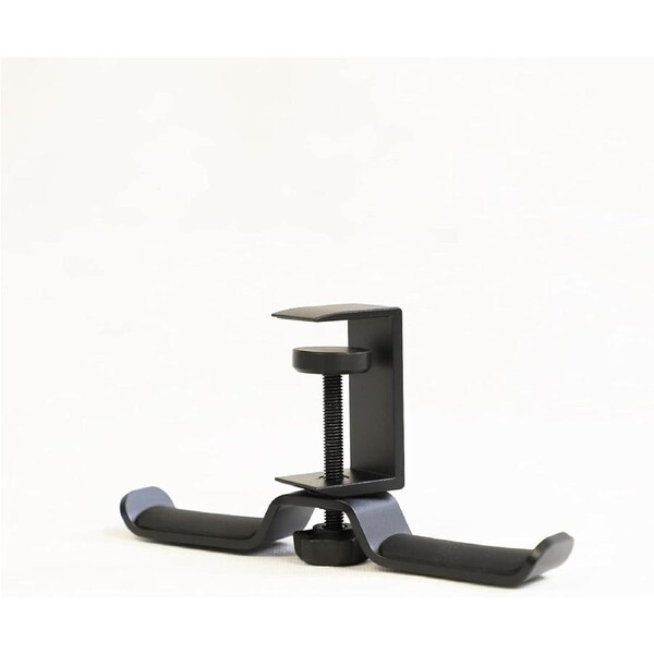 Booc Headphone Stand Hanger Under Desk,360 Degree Rotating PC Gaming Headset Holder Aluminum Clamp Hook, Universal (Black Double)