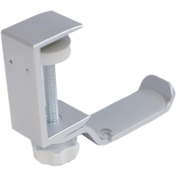 Booc Headphone Stand Hanger Under Desk,360 Degree Rotating PC Gaming Headset Holder Aluminum Clamp Hook, Universal (Silver Single)