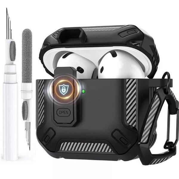 Black For Apple Airpods 4 Case Cover 4th Generation Noise Cancellation With Clean Pen