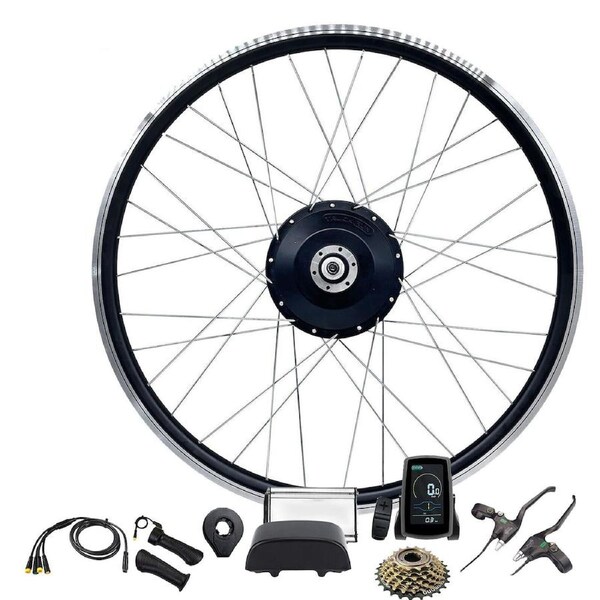 TDR 48V 750W Rear Wheel Hub Motor Conversion Kit for 26 Inch Electric Bike Bicycle, Brushless Gear Motor, Twist Throttle & Pedal Assist, Includes LCD Display & 7-Speed Freewheel