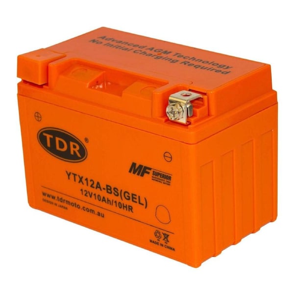 TDR YTX12A-BS 12V 10Ah 175CCA GEL Motorcycle Battery ATV Dirt Pit Bike Snowmobile Maintenance-Free Sealed AGM Technology Rechargeable Replacement LFP12-BS CB12B-B2 YTX12BS