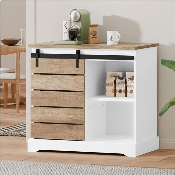 1 Sliding Door ALFORDSON Buffet Sideboard Cabinet Storage Cupboard Pantry White