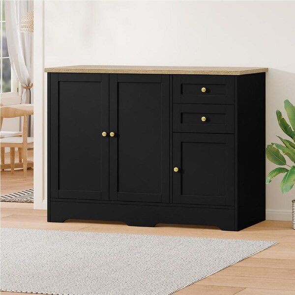 ALFORDSON 3 Doors Buffet Sideboard Cupboard Cabinet Pantry Storage Black