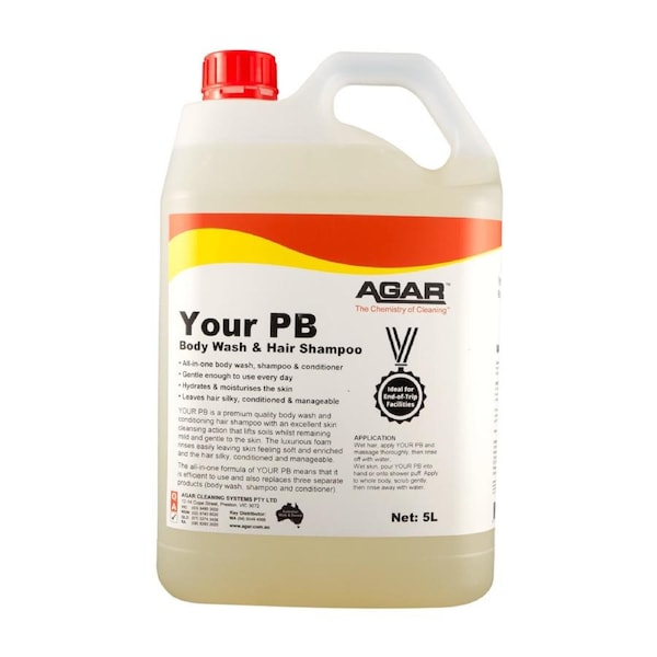 5L Agar Your PB body wash and conditioning hair shampoo