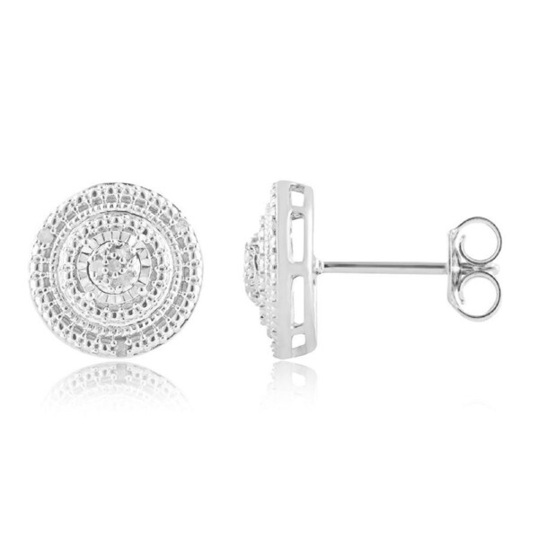 14 Brilliant Diamonds Stud Earrings in Sterling Silver