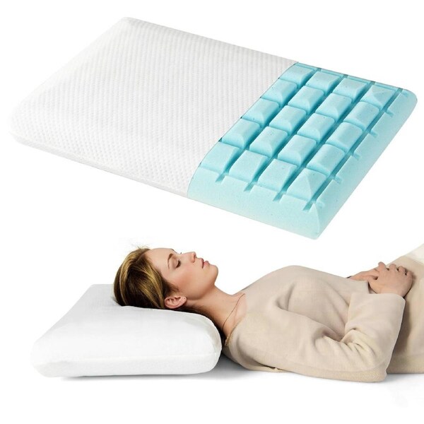 Giantex 2PCS Gel Memory Foam Pillow Bed Pillows Air Flow Cooling Pillows White