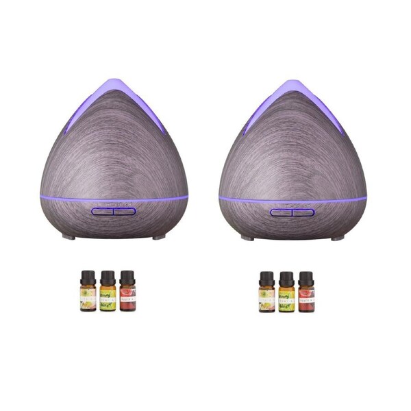 2 X Purespa Ultrasonic Diffusers Humidifier + 6 Diffuser Oils Complete Set Violet
