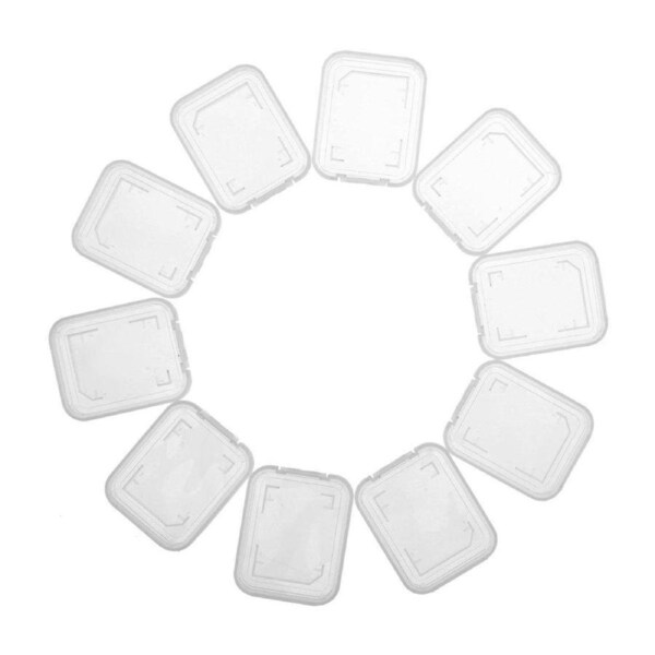 10pcs Transparent SD SDHC Memory Card Storage Box Flip Open Single Card Holder