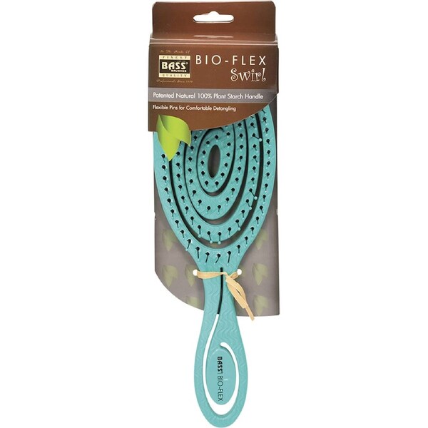 Bass Brushes Bio-Flex Detangler Hair Brush Teal (Made from natural plant starch)