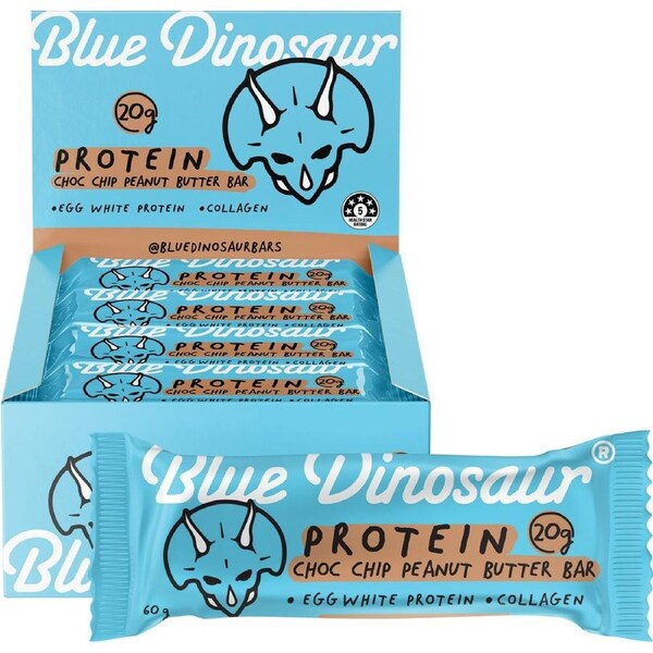 Blue Dinosaur Choc Chip Peanut Butter Protein Bar 60g (Pack of 12)