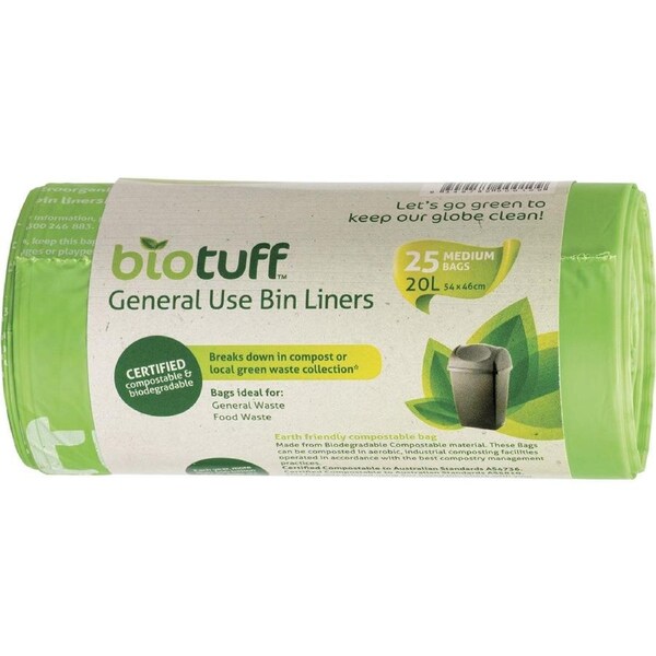 Biotuff General Use Bin Liners Medium20L 25 Pack