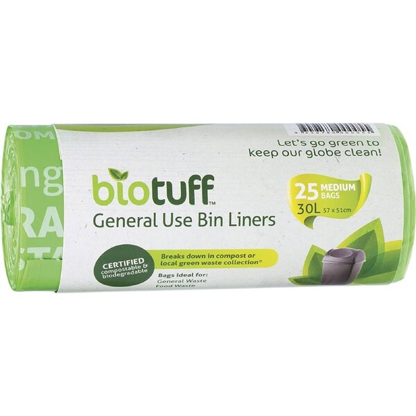 Biotuff General Use Bin Liners Medium 30L 25 Pack