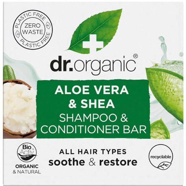 Dr Organic Shampoo & Conditioner Bar Aloe Vera & Shea All Hair 75g