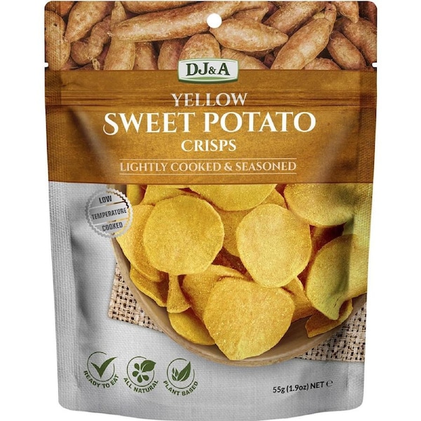 DJ&A Yellow Sweet Potato Crisps 55g (Pack of 10)