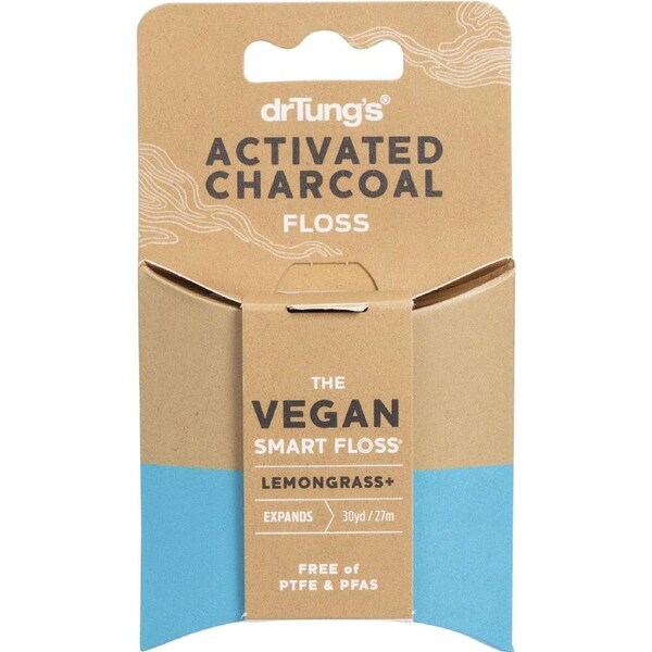 Dr Tung's Smart Vegan Dental Floss Activated Charcoal Lemongrass 27m