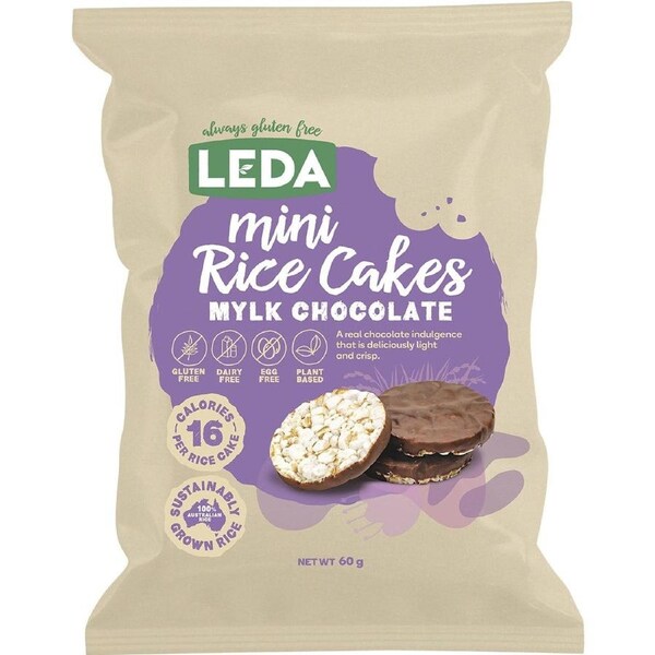 Leda Mini Rice Cakes Mylk Chocolate 60g (Pack of 6)