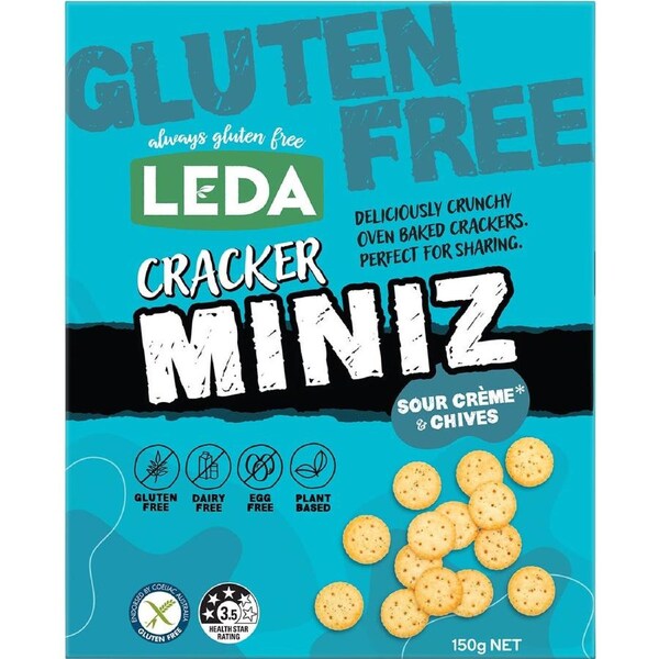 Leda Cracker Miniz Sour Crème & Chives 150g (Pack of 6)
