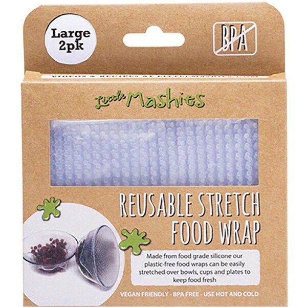 Little Mashies Reusable Stretch Silicone Food Wrap L (25cm x 25cm) 2 Pack
