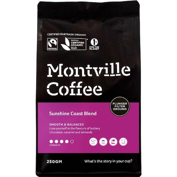 Montville Coffee Coffee Ground Plunger Sunshine Coast Blend 250g