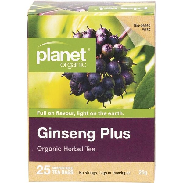 Planet Organic Ginseng Plus Herbal Tea Bags 25 Pack