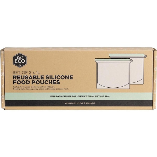 Ever Eco Reusable Silicone Food Pouches 1L 2 Pack