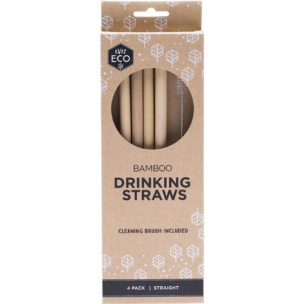 Ever Eco Bamboo Straws Straight(Cleaning brush included) 4 Pack