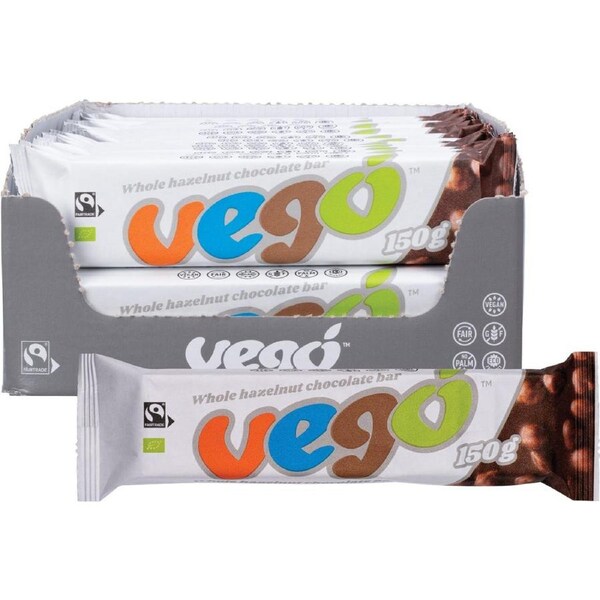 Vego Whole Hazelnut Chocolate Bar 150g (Pack of 20)