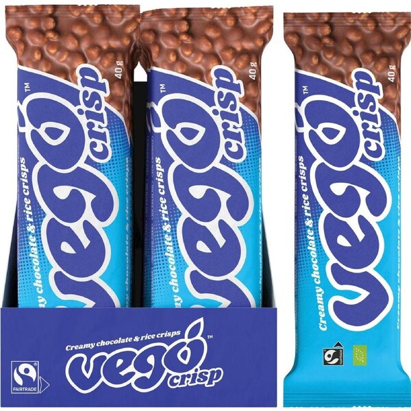 Vego Crisp Chocolate Bar Creamy Chocolate & Rice Crisps 40g (Pack of 20)