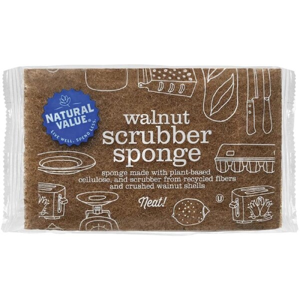 Natural Value Walnut Scrubber Sponge