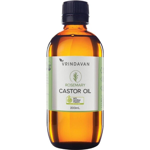 Vrindavan Castor Oil and Rosemary Amber Glass Bottle 200ml