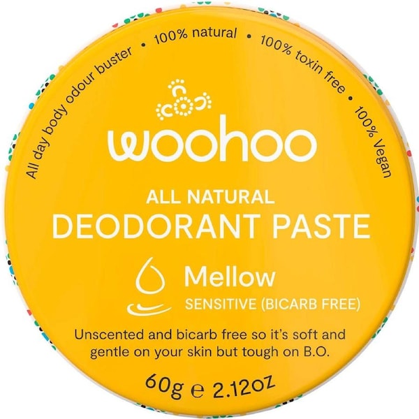 Woohoo Body Deodorant Paste Tin Mellow Sensitive Bicarb Free 60g