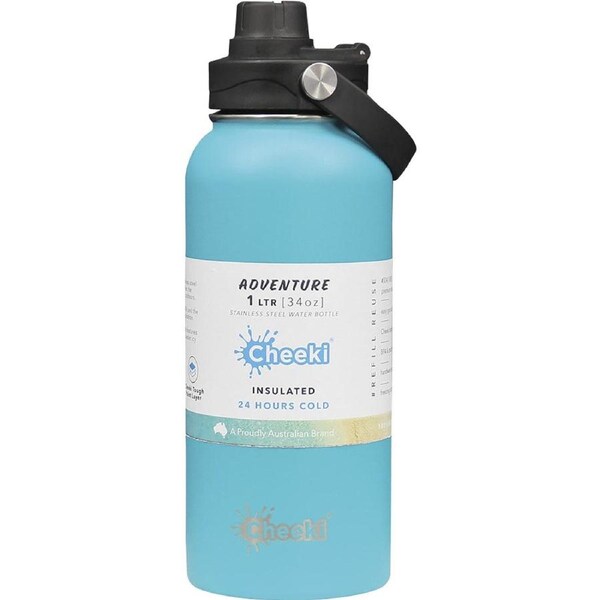 Cheeki Insulated Adventure Stainless Steel Bottle Aqua 1L
