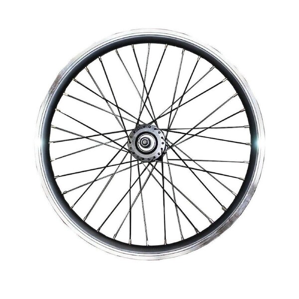 TDR 20" Front Bicycle Wheel Rim for V Brake and Disc Brake Systems Suitable for Folding E-bikes and BMX Black Spokes