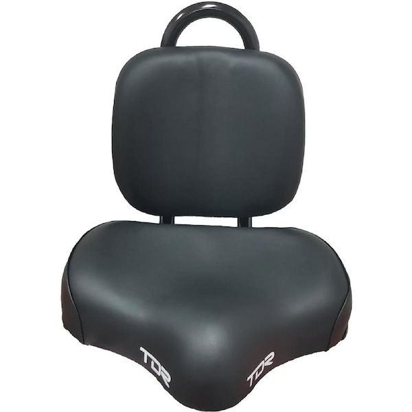 TDR Comfort Bike Seat Black Large Saddle with Back Support for Cruiser Chopper Bicycle Fit for Men and Women