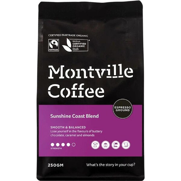 MONTVILLE COFFEE Coffee Ground (Espresso) Sunshine Coast Blend 250g
