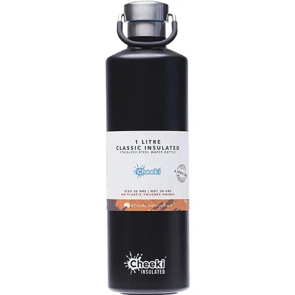 Cheeki Stainless Steel Bottle Insulated - Matte Black 1 Litre