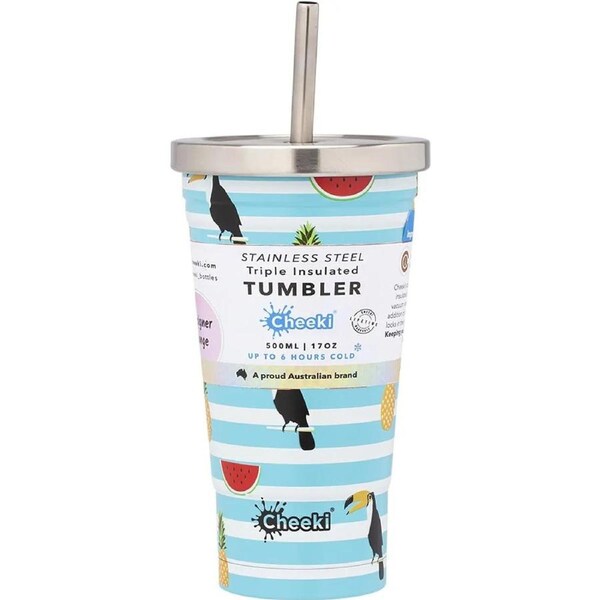 Cheeki Insulated Tumbler Toucan - With S/steel Straw 500ml