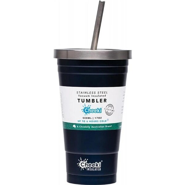 Cheeki Insulated Tumbler Ocean - With S/steel Straw 500ml