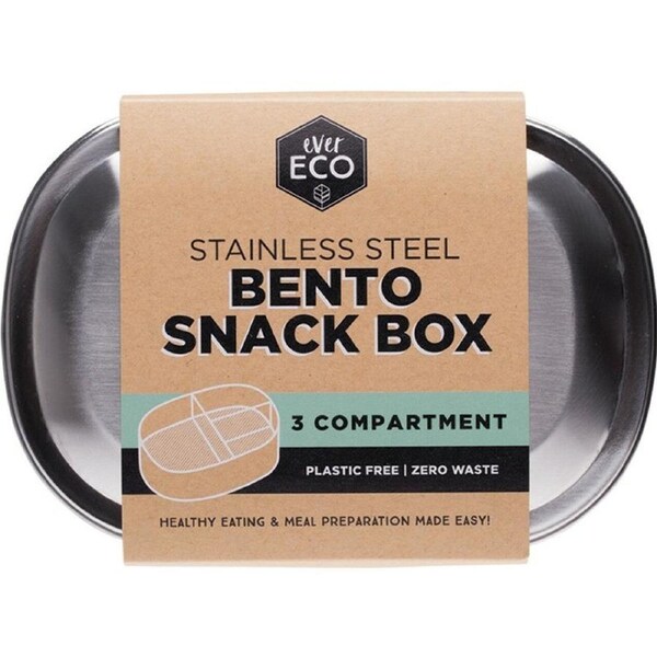 EVER ECO Stainless Steel Bento Snack Box 3 Compartments 580ml