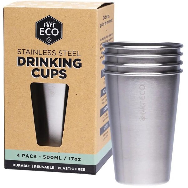 EVER ECO Stainless Steel Drinking Cups 4 Pack 4x500ml