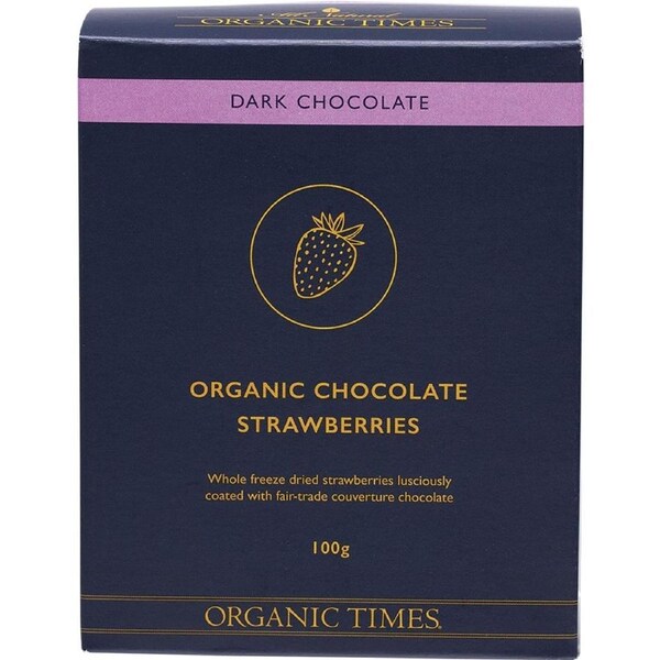 Organic Times Dark Chocolate Strawberries 100g