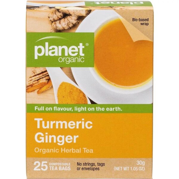 PLANET ORGANIC Herbal Tea Bags Turmeric Ginger 25