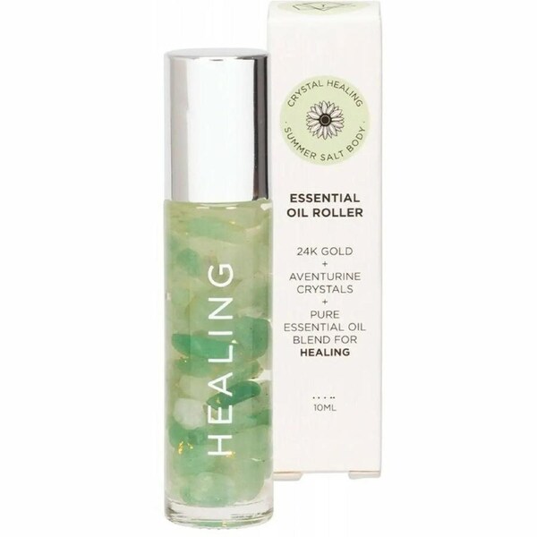 SUMMER SALT BODY Essential Oil Roller With 24K Gold Healing - Aventurine Crystals 10ml