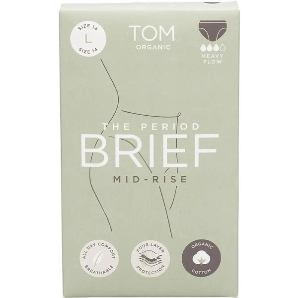 TOM ORGANIC The Period Brief Mid-Rise Black L