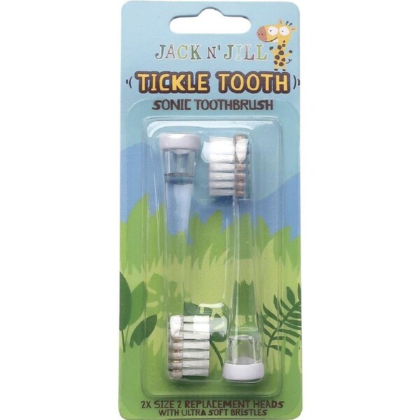 Jack N' Jill Replacement Heads Sonic Toothbrush Tickle Tooth 2pk