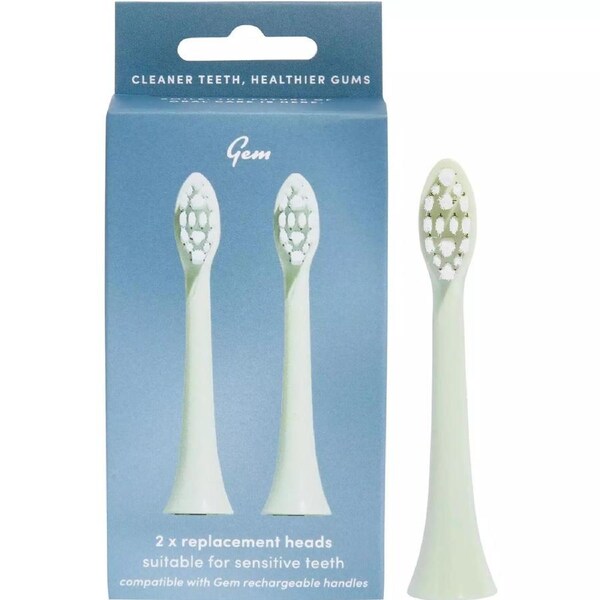 GEM Electric Toothbrush Replacement Heads Mint 2pk
