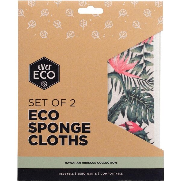 EVER ECO Eco Sponge Cloths Hawaiian Hibiscus Collection 2pk