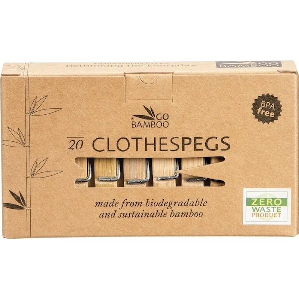 GO BAMBOO Clothes Pegs Biodegradable Bamboo 20