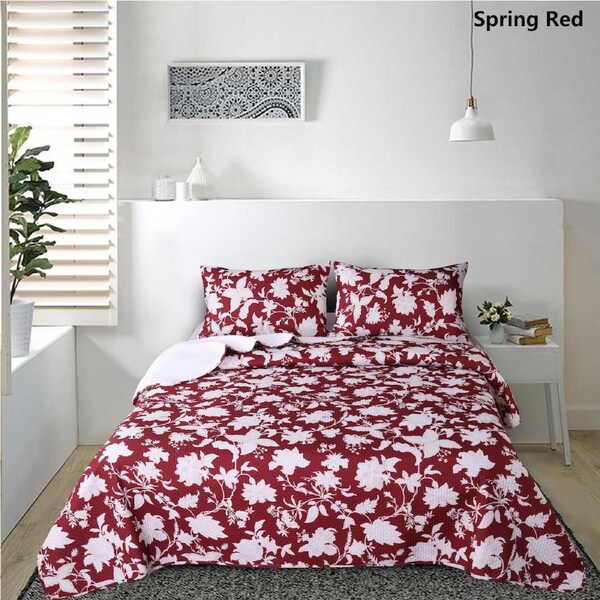 Ramesses Printed Reversible Ultrasonic Bamboo Blend Comforter Set Queen / Spring Red