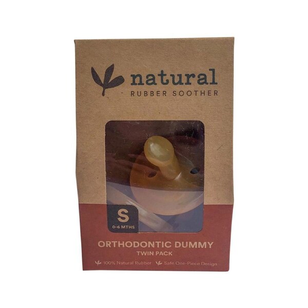 Natural Rubber Soother Orthodontic Dummy Small (0-6 Months) Twin Pack